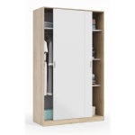 Armoire avec 2 portes coulissantes coloris blanc / chne canadien - dim : l 200 x h 120 x p 50 cm - pegane ...