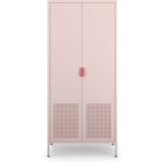 Armoire 2 portes en m�tal h180cm - rose blush - adel