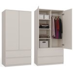 Armoire : 2 tiroirs, 2 portes, cachemire, 50 � 180 � 90 cm
