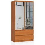 Armoire akord s90 avec miroir aulne 90 cm 2 portes 2 tiroirs façade aulne 4 étagères 90x51x180 cm Armoire akord s90 avec miroir aulne 90 cm 2 portes 2 tiroirs façade aulne 4 étagères 90x51x180 cm