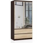 Armoire akord s90 avec miroir weng 90 cm 2 portes 2 tiroirs faade chne sonoma 4 tagres 90x51x180 ...