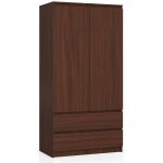 Armoire akord s90 weng� 90 cm 2 portes 2 tiroirs fa�ade weng� 4 �tag�res 90x51x180 cm