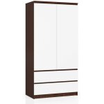 Armoire akord s90 weng� 90 cm 2 portes 2 tiroirs fa�ade blanche 4 �tag�res 90x51x180 cm