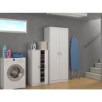 Armoire porte - balais 73x37x180h cm avec 2 portes blanc mat ? forl