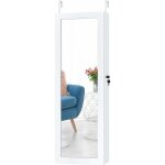 Armoire  bijoux mural avec led intgr avec 2 serrure, 2 tiroirs, 1 tringle blanc 37 x 9, 6 x 120 cm ...