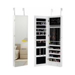 Costway - armoire  bijoux mural armoire bijoux de rangement avec miroir et lumire led 120 x 36 x 10 ...