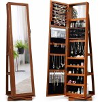 Armoire à bijoux pivotante à 360 degrés, avec grand miroir psyché et etagère de rangement à l'arrière ... Armoire à bijoux pivotante à 360 degrés, avec grand miroir psyché et etagère de rangement à l'arrière ...