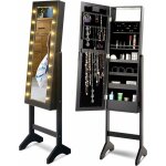 Relax4life - armoire  bijoux sur pieds avec miroir et lumire led, armoire de maquillage avec 4 couches ...