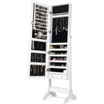 Armoire  bijoux sur pied avec miroir pivotante  4 niveaux avec 8 tagres rangement pour bijoux et ...