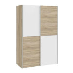 Les tendances ? armoire 2 portes coulissantes 120 cm ? bois mdf bicolore ? am�nagement avec tringle et ...