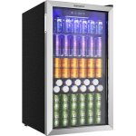 Armoire � boissons - euhomy 90 l - 126 canettes avec �tag�re et porte vitr�e pour sodas, bi�res ou vins, ...