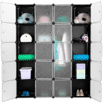 Sifree� armoire de chambre avec 20 - cube porte meuble de rangement avec penderie modulable tige � v�tements ...