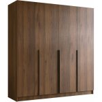 Armoire closico 192, noyer + noir, 215x200x58cm, portes d'armoire: avec des charni�res, nombre d'�tag�res: ...