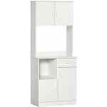Armoire de cuisine multi - rangements 4 portes 1 tiroirs �tag�re + grand plateau 71 x 41 x 178 cm mdf ...