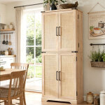 Armoire de cuisine style campagnard, colonne de cuisine 183 cm avec portes coulissantes de grange, 1 ...