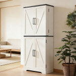 Armoire de cuisine style campagnard, colonne de cuisine 183 cm avec portes coulissantes de grange, 1 ...