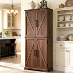 Armoire de cuisine style campagnard, colonne de cuisine 183 cm avec portes coulissantes de grange, 1 ...