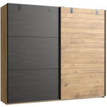 Armoire design 2 portes coulissantes imitation chne poutre rechampis raw steel - l200 x h218 x p65 cm ...