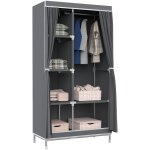 Orion91 - armoire double en tissu avec rideaux coulissants blanc / gris 90x43x168cm 7house Orion91 - armoire double en tissu avec rideaux coulissants blanc / gris 90x43x168cm 7house