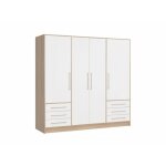 Armoire dressing 207 cm 4 portes blanc dcor chne clair - faro