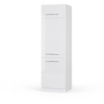 Vicco - armoire pour frigo fame - line, blanc haute brillance, 60 cm