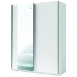 Armoire gozu 2 portes coulissantes avec miroir - coloris blanc - 150 x 198 x 62 cm Armoire gozu 2 portes coulissantes avec miroir - coloris blanc - 150 x 198 x 62 cm