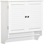 Kleankin - armoire haute murale salle de bain ou wc - placard 2 portes persiennes avec �tag�re - porte ...