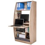 Armoire informatique � rideaux ch�ne et noir patrick 80cm