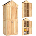 Armoire de jardin - abri outils - outsunny - 4 portes toit en pointe asphalte �tag�res amovibles - bois ...