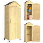 Armoire de jardin en bois - outsunny - toit m�tal galvanis�, texture gaufr�e et �tag�res r�glables - ...