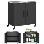 Armoire de jardin - outsunny - toit en acier inoxydable, roulettes, �tag�re amovible - m�tal - 80 x 50 ...