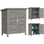 Armoire de jardin remise pour outils sur pied �tag�re portes persiennes toit bitum� bois sapin 87l x ...