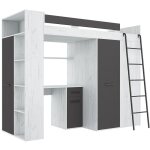 Bim furniture - armoire lit bureau d'enfants verana p h190x120x236cm de graphite blanc