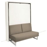 Inside75 - armoire lit escamotable houdini flash 140 blanche mate canap� tissu tweed beige