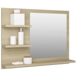 ? armoire murale de salle de bain avec miroir ? dimensions 60 x 10, 5 x 45 cm ? 3 �tag�res en bois d'ing�nieri ...