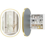Armoire murale salle de bain avec miroir - homcom - �clairage led, porte ovale, anti - bu�e - alliage ...