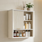 Armoire murale de salle de bain style flut� avec porte coulissante, armoire m�dicale moderne avec plateau ...