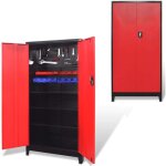 Armoire � outils avec 2 portes - meuble de rangement acier 90x40x180 cm noir et rouge 219413