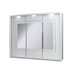 Armoire panarea 3 portes coulissantes avec miroirs et led, finition chrome, design moderne