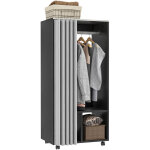 Armoire penderie armoire de rangement mobile avec rideau, panneaux de particules, tringle de suspension, ...