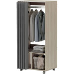Armoire penderie armoire de rangement mobile avec rideau, tringle de suspension, 60 x 40 x 128 cm, effet ...