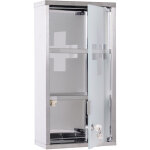 Armoire  pharmacie 2 tagres 3 niveaux verrouillable porte verre tremp dpoli logo croix 25l x 12l ...