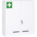 Armoire � pharmacie kleankin, 6 compartiments, fermeture � cl�, 2 portes, structure acier robuste, blanc, ...