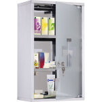 Armoire � pharmacie murale � 3 niveaux en acier inoxydable avec porte vitr�e verrouillable, �tag�res ...