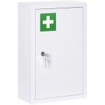 Homcom - armoire  pharmacie verrouillable 3 niv. 2 cls logo croix acier blanc