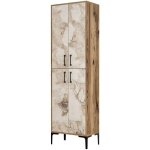 Armoire polyvalente bois noyer et blanc effet marbre kliko 60cm