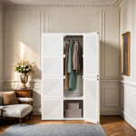 Armoire portable pliable de rangement penderie?69 x 50 x 136 cm?blanc?mat�riau pp?compartiments et tringle ...
