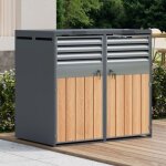 Armoire � poubelles en acier galvanis� avec couvercle rabattable, ou�es de ventilation, verrouillable, ...