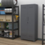 Armoire de rangement pour balais avec portes verrouillables et �tag�res, armoire de rangement m�tallique ...