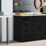 Armoire de rangement de garage - meuble de stockage noir 40x51x85 cm bois de pin 711877